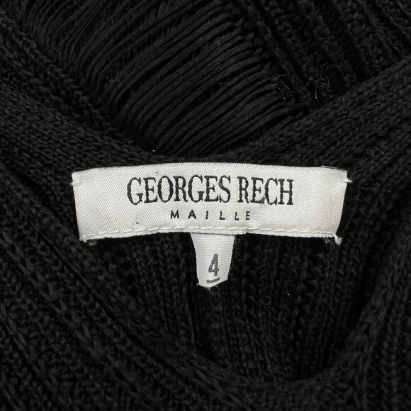 Vintage 90s Y2K French Open Knit Poncho Cape Sweater Boho Blouse Fringe Bohemian - Picture 3 of 11